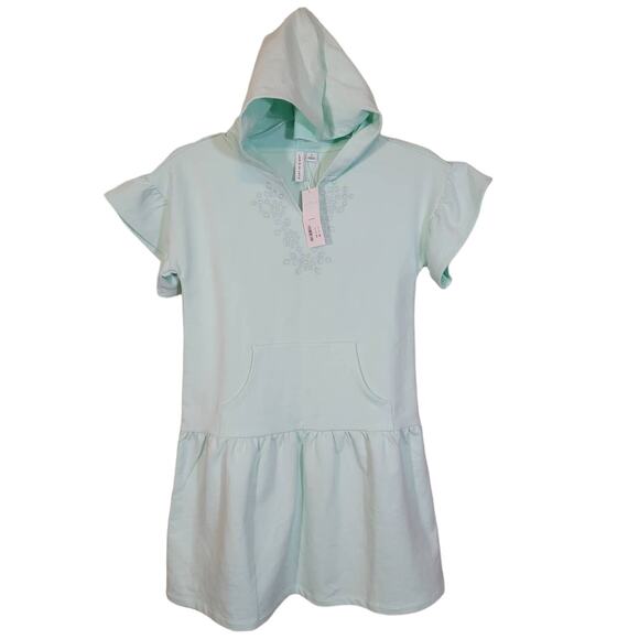NWT Janie & Jack Girl's Hooded Sweatshirt Dress Ruffle Sleeves Green Size 12 - Picture 1 of 9